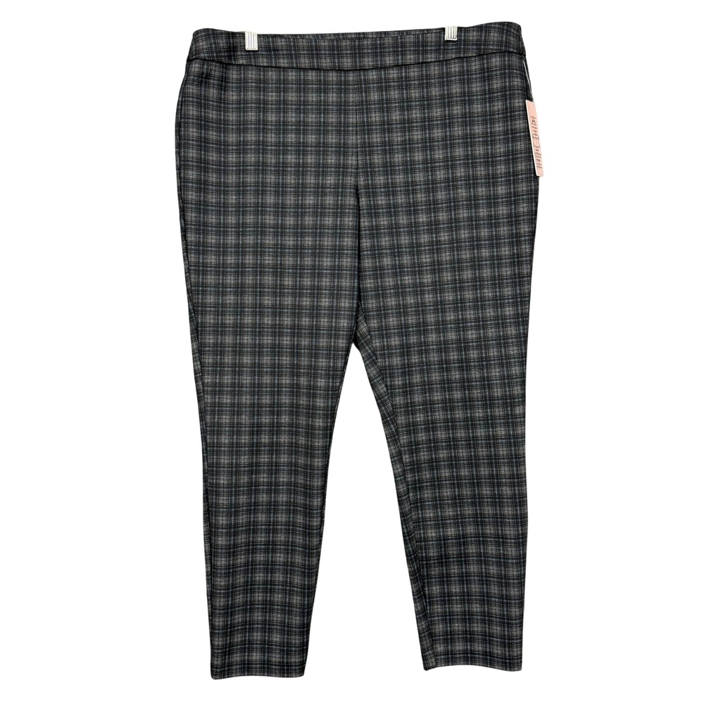 Nanette Nanette Lepore Women XL Black‎ Grey Plaid Slim Pull On Knit Stretch NWT